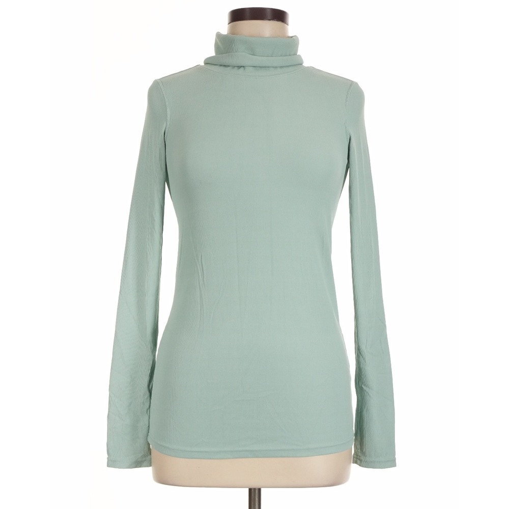 Free People Movement Turtleneck Women Medium Green Excellent Ribbed Long Sleeve